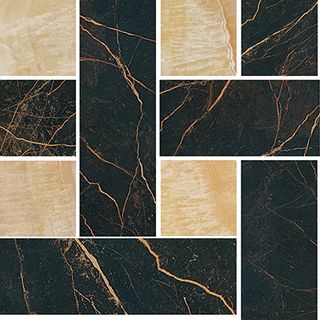 Gardenia (Versace) Marble мозаика Mosaico Chesterfield Nero-Oro 240450 29.1*29.1