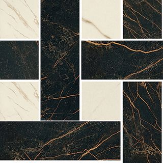 Gardenia (Versace) Marble мозаика Mosaico Chesterfield Nero-Bianco 240451 29.1*29.1
