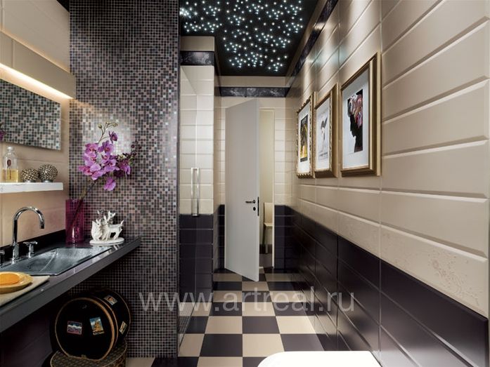Ванная комната отделанная плиткой Fap Futura в цветовой гамме Sabbia/Caffe.