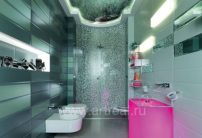 Интерьер керамической плитки Fap Futura выполненной в цвете Gesso/Salvia/Riflesso Olivia.