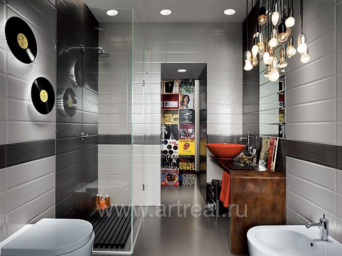Ванная комната отделанная плиткой Fap Ceramiche Futura цвета Caffe/Gesso.
