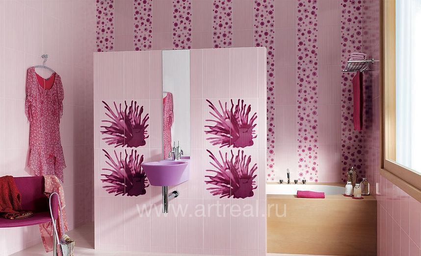 Интерьер плитки фабрики Fap Ceramiche Amour в цвете Glycine/Glycine Inserto/Glycine Inserto Mix 2.