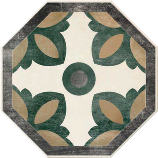Cir & Serenissima Via Emilia декор Ottagona Lato (Nero-Verde-Crema) 24*24