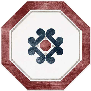 Cir & Serenissima Via Emilia декор Ottagona Lato (Bianco - Bordeaux) 24*24