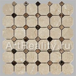Art&Natura Octagon Pattern мозаика Botticino Fiorito + Dark Imperador 30.5*30.5