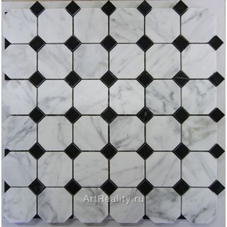 Art&Natura Octagon Pattern мозаика Bianco Carrara + Nero Marquina 30.5*30.5