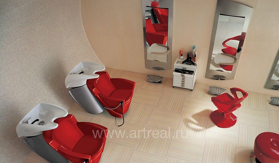 Парикмахерская отделанная плиткой Fap Sweet home цвета Basic Beige. Парикмахерская отделанная плиткой Fap Sweet home цвета Basic Beige.