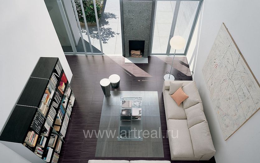 Гостиная отделанная плиткой Fap Sweet home в цвете Basic Black. Гостиная отделанная плиткой Fap Sweet home в цвете Basic Black.