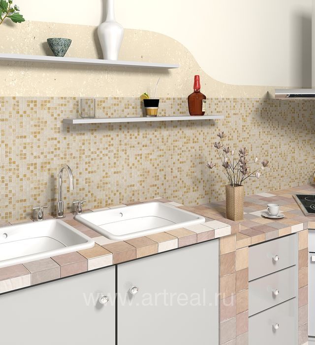 Мозаика Colori Viva Natural Stone в отделке фартука Мозаика Colori Viva Natural Stone в отделке фартука