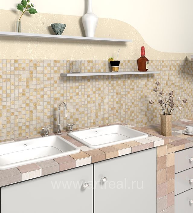 Мозаика Colori Viva Natural Stone в отделке фартука Мозаика Colori Viva Natural Stone в отделке фартука