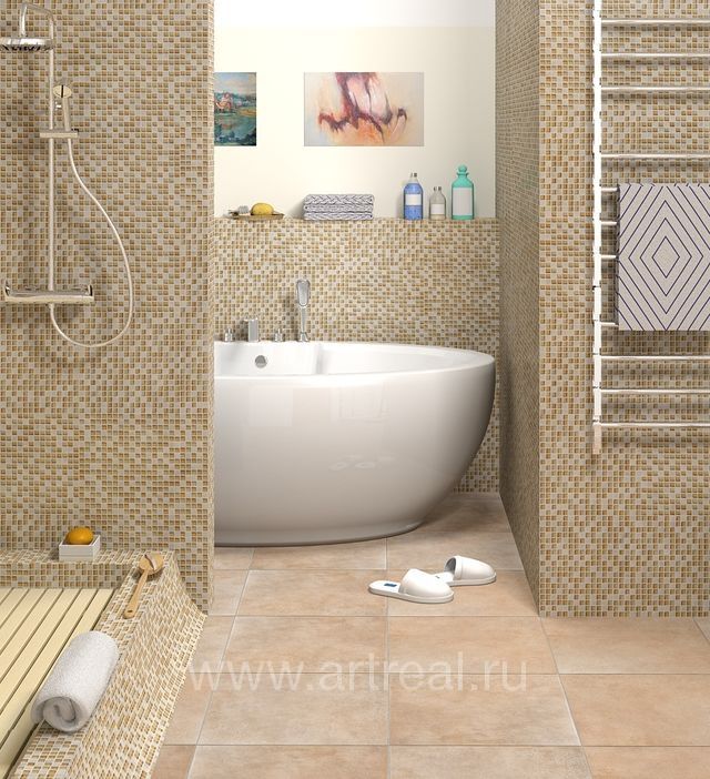 Душ в облицовке мозаикой Colori Viva Marmol