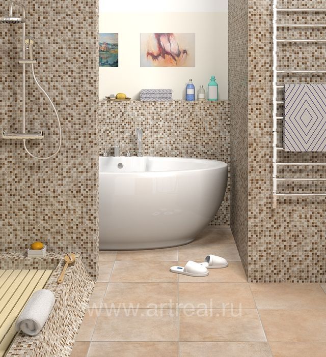 Ванная в облицовке мозаикой Colori Viva Marmol