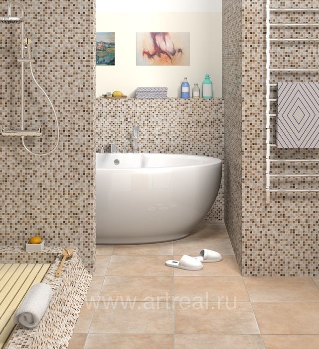 Ванная в облицовке мозаикой Colori Viva Marmol