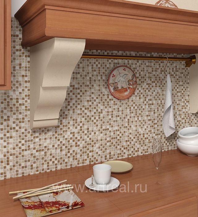 Кухонный фартук в облицовке мозаикой Colori Viva Marmol
