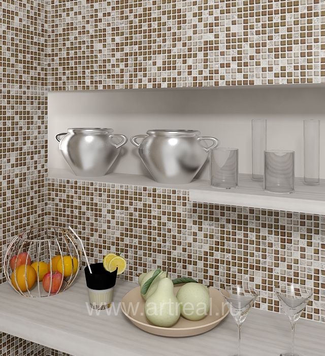 Кухонный фартук в облицовке мозаикой Colori Viva Marmol