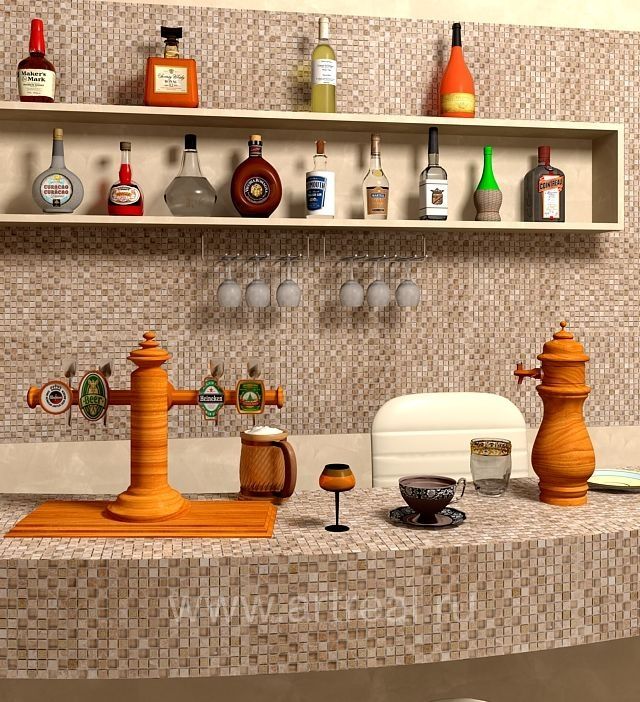 Стена и столешница в облицовке мозаикой Colori Viva Marmol