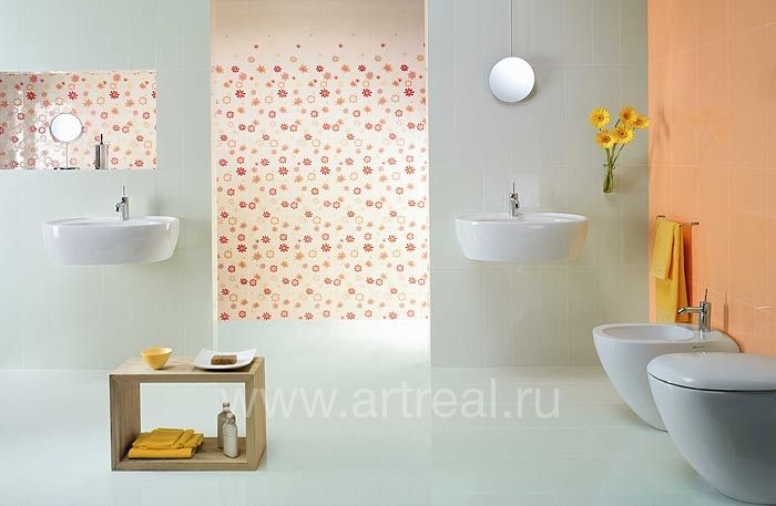 Ванная комната отделанная плиткой Fap Vision в цветовой гамме Sole/Fonte.