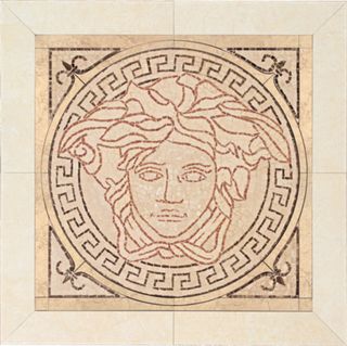 Gardenia (Versace) Palace Pav. панно 14217 Rosoni Medusa In Pietra Naturale Medusa Oro/Beige 41*41