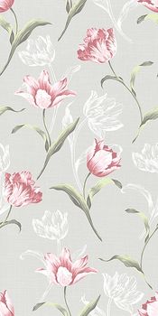 Kerama Marazzi Норфолк настенная плитка Цветы серый  30*60