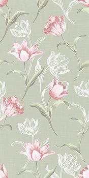 Kerama Marazzi Норфолк настенная плитка Цветы зеленый  60*30