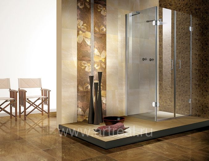 Керамогранит Brennero Goldeneye в интерьере ванной